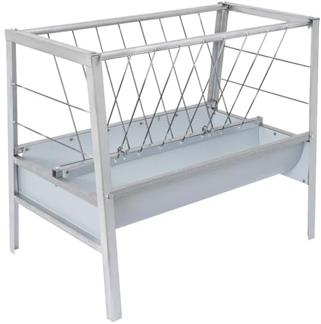 2-in-1 Futtertrog & Heuraufe, 200L Heufutterautomat Große Metall Viehfutterautomat für Ziegen, Schafe, Hirsche, Alpakas, Rinder und Pferde, 100x66x85cm