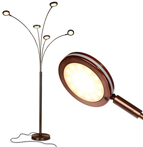 Brightech Orion Arc Floor Lamp for Living Room, Tree Floor Lamp with 5 Adjustable Arms, Multi-Head Standing Lamp with Flexible Rotating LED Lights for Bedroom, Dorm - Bright Hanging Lighting - Bronze