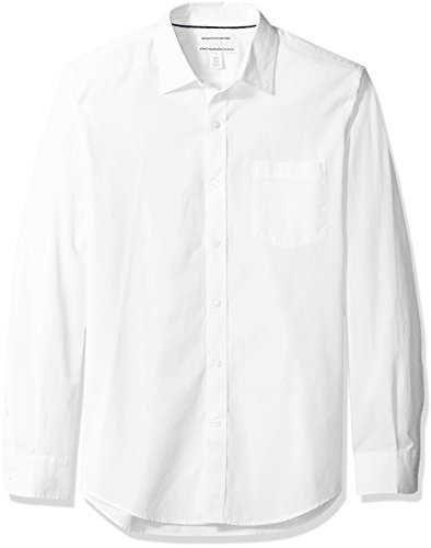 Amazon Essentials Chemise en Popeline à Manches Longues Coupe Ajustée Homme, Blanc, M