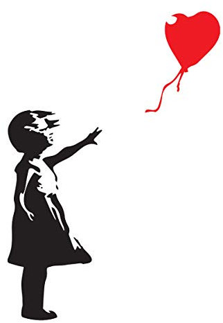decorsfuk.co Banksy Girl with balloon | Wall art graffiti vinyl Sticker | Urban Art Window, Car, Laptop Decal (Small - 13x9cm)
