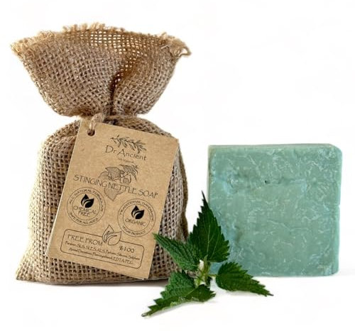Dr.Ancient Savon à l'ortie piquante bio naturel végétalien traditionnel fait à la main antique - antipelliculaire, pour l'acné, le pelage, les cheveux sains - savons naturels purs !