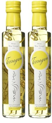 Messino Vinaigre Blanc à l’Estragon Grec – Paquet de 2 x 250 ml (Total 500 ml) | Vinaigre de Vin Blanc Aromatisé aux Herbes | Condiment Méditerranéen | Sans Sucre Ajouté