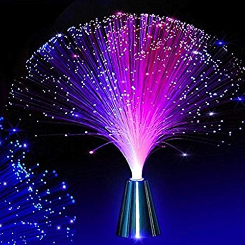 OSALADI 13 pollici LED colore cambiamento fibra ottica luce a batteria luce in fibra di ghiaccio con cono d'argento base colorata luce sensoriale per matrimonio, San Valentino giorno (colorata)