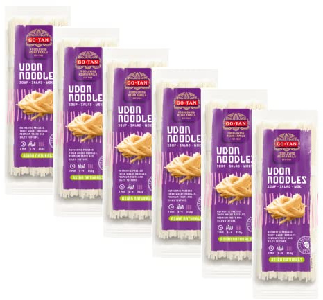 Go-Tan | Udon Noodles Giapponesi | Pasta Tipica Giapponese | Farina Grano Tenero - 6 x 250 Gr