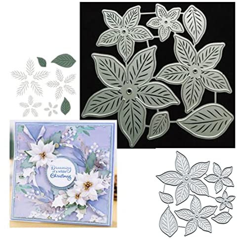 Flower Splendid Poinsettia Metal Die Cuts,Wedding Snowflake Leaf Cutting Dies Cut Stencils for DIY Scrapbooking Album Decorative Embossing Paper Dies for Scrapbooking Card Making