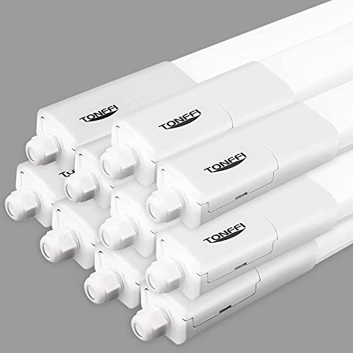 TONFFI 10 Stück LED Feuchtraumleuchte 150CM, 60W 7000LM 4000K Neutralweiß Verknüpfbar LED Deckenleuchte Röhre, IP69 Wasserfest Wannenleuchte Werkstattlampe für Keller Lager Garage Warenhaus