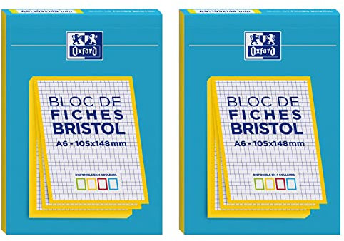 OXFORD 2 Blöcke mit 30 Karteikarten, 105 x 148, ungelocht, Q5/5, gelb