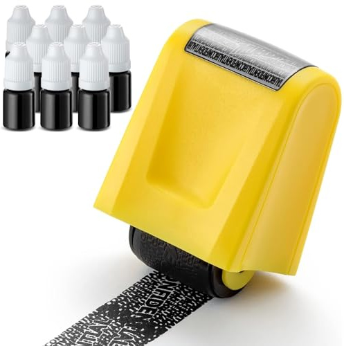 Identity Theft Protection Roller Stamp - id police stamp roller, Confidential Roller Stamp Designed for ID and address Blackout Security, Anti Theft, Privacy & Security Stamp, Including 3-Pack Refills