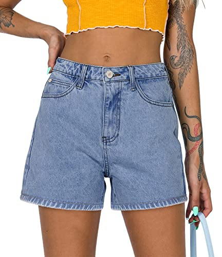 CHICZONE Womens High Waisted Denim Shorts Stretchy Straight Leg Jean Shorts Summer Hot Short Pants Blue S