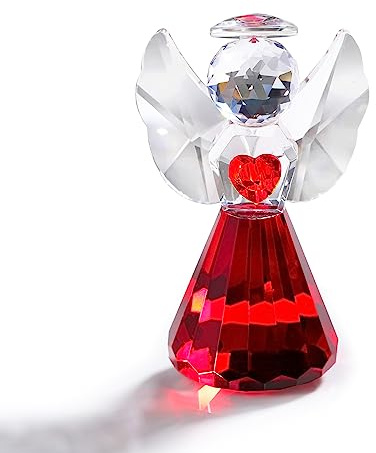 Kristall Schutzengel mit Herz Figur Ornamente Geschenk für Frauen, Glasengel Mitgefühl Sammelstück Weihnachtsdekoration