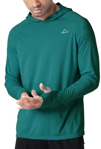 WILLIT Felpa con cappuccio da uomo UPF 50+, protezione solare Rashguard con cappuccio, a maniche lunghe, SPF, pesca all'aperto, corsa, escursionismo, foglia di tè, XXL