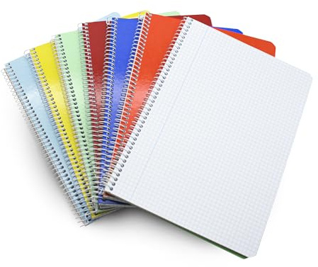 DOJA Barcelona | Notizbuch A5 | Notizheft A5 kariert mit Hardcover | 8er Pack | 210x148mm | 80 Blätter | 4x4 mm | Farbige Notizbücher | Ringbuch fester Einband, Spiralblock, A5 Zufällige Farben