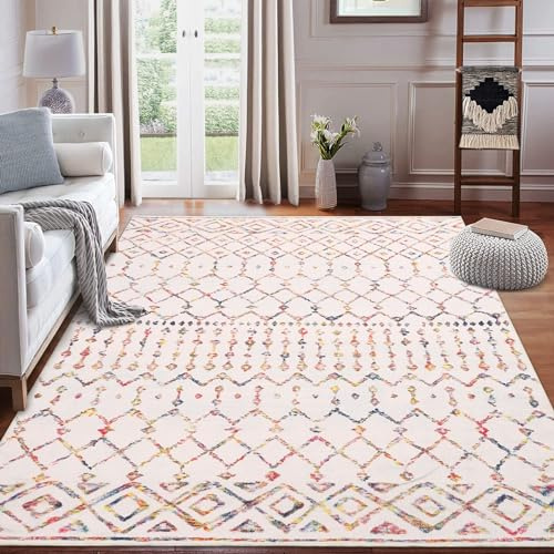 LuxFocus Alfombra Moderna con patrón geométrico, Alfombra Bohemia para Dormitorio, Pelo Corto, salón, Lavable a máquina, Antideslizante, Multicolor, 160 x 230 cm