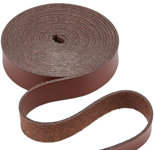 GORGECRAFT 2mX12.5mm Strisce di Tracolla In Pelle Cordoncino di Cuoio Piatto 1.2mm di Spessore Litchi Fili di Corda Corde per Artigianato Fai Da Te Cintura per Chitarra Stivale, Marrone Noce di Cocco