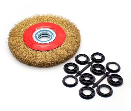 Toplionace φ150mm/200mm Drahtbürste Rundes Bürstenrad Aus Rostfreiem Stahldraht mit Messingbeschichtung Innenöffnung 32mm (8 200mm)