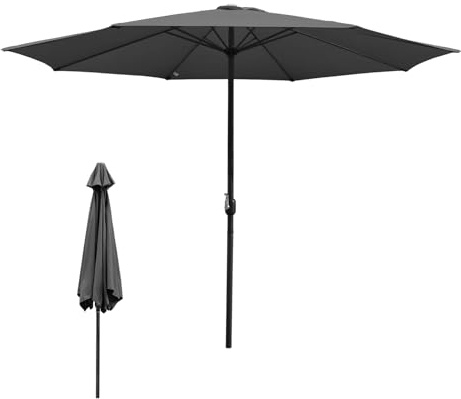 Eulenke Parasol de jardin, protection UV, en polyester, imperméable et résistant aux taches, parasol de marché sans support, anthracite, Ø 350 cm