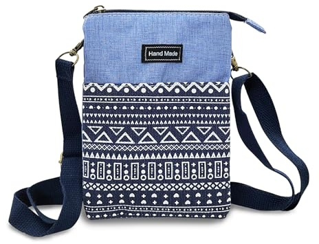 WisePoint Frauen Crossbody Taschen, Baumwolle Handy Umhängetasche Crossbody Telefon Tasche Umhängetasche für Frauen, Boho Handytasche Handy Tasche für Reisen, Shopping