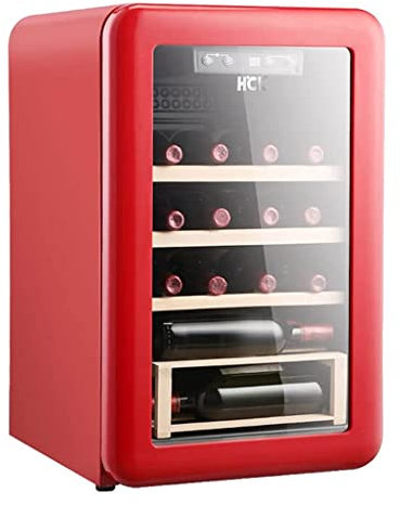 Suuim Enfriador de Vino Vintage para 20 Botellas, Bodega Independiente con Control de Temperatura, Barra de Hielo doméstica, refrigerador refrigerado (Rojo 44 * 48 * 68 cm) (Rojo