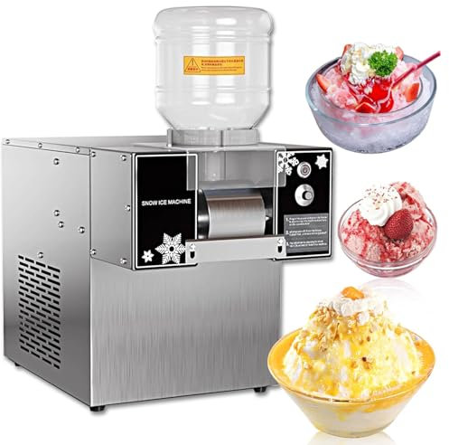 Commercial Snowflake Ice Maker, 60kg/24h Electric Snow Ice Machine with 2 Bucket, Mechanical Knob to Adjust Speed, for Snowflake Ice, Milk Ice, Continuous Ice