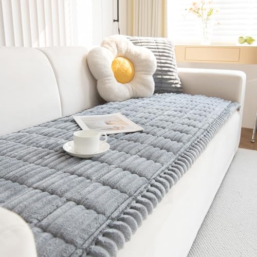 GKXLH Neu Dicke rutschfest Sofa überzug 2 3 4 Sitzer (Hellgrau, 70x210cm) | Weich Cord Couch überzug, Universal Sofabezug Waschbare, Sofa Cover für Hunde Haustiere, Ledersofaschoner für das Wohnzimmer