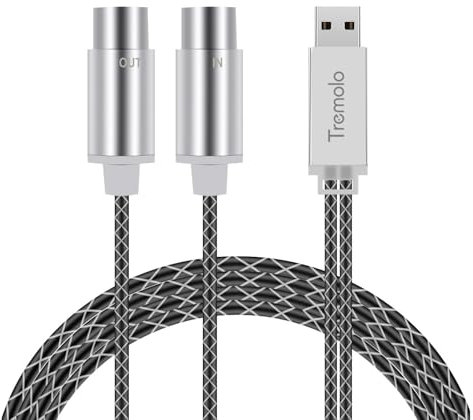 Solinder Midi-Kabel MIDI zu USB Kabel 5,9 ft MIDI Kabel mit Eingang Ausgang Schnittstelle 5 Pin Line Konverter PC zu Musik Elektronische Tastatur Konverter Kabel für professionelle Organisation