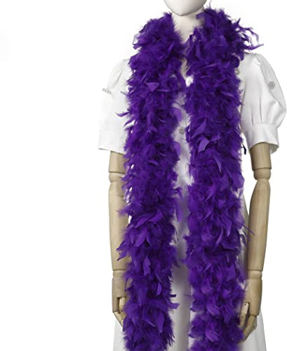 Larryhot 60 g lila fjäderboa – 2 meter kalkon boa fjädrar för fest, bulk, jul, bröllop bordsuppsatser, kostym, konsert, husdjur och heminredning (lila)