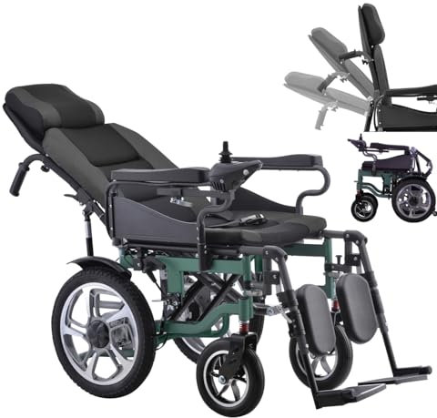Electric Power Wheelchair for Adults and Seniors - All Terrain Reclining with Dual 250W Motor, 20Ah Battery, 20 Mile Range (Green)