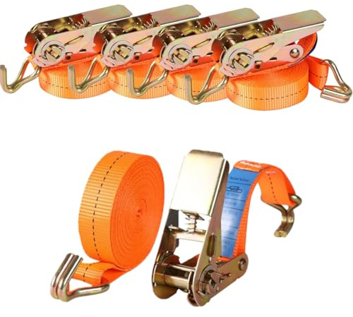Snewvie 4 Stück Spanngurte mit Ratsche und Haken 2 teilig Ratschengurte 25mm 1000 daN 1t Zurrgurte wetterfest & robust,1000kg 4m