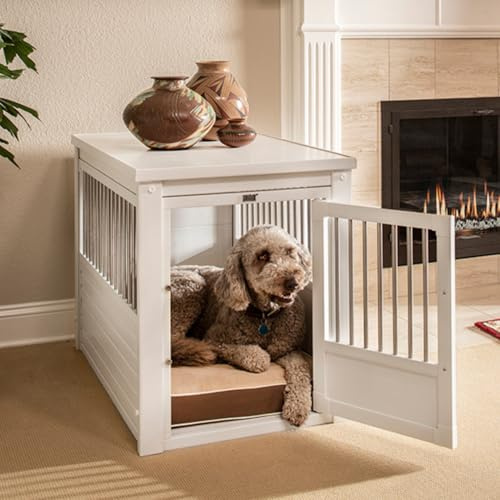 Komfort-Hundekäfig Modell Arkansas - Innenhundehütte - Hergestellt aus ECOFLEX - Vier Farben und drei Größen zur Auswahl (Weiß, L (91,2X60,2X71,1cm))