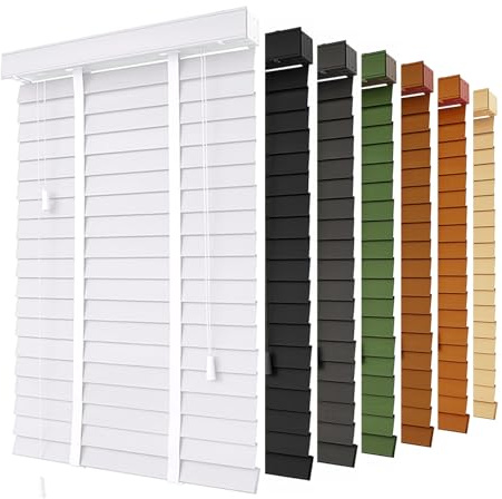 Generisch Holz Jalousien Holzjalousien Bambusrollo 45cm 60cm 70cm 75cm 80cm 90cm 100cm 105cm 110cm 120cm Horizontal Jalousette Für Fenster Sichtschutz 50mm Lamellen Sonnenschutz/Sichtschutz(Weiß)