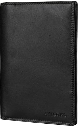 STILORD Larin Étui pour Documents de Véhicule en Cuir Étui Housse de Documents Cuir Véritable Multifonction Portefeuilles pour Cartes & Certificat avec Protection RFID Couleur:Noir