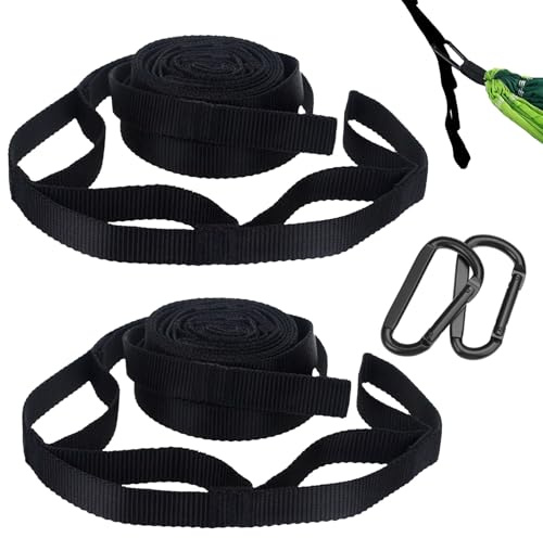 QYRDBGY 300KG Hängematte Befestigung, 2 Stück Schaukel Aufhängung Praktisch Hängesessel Aufhängung Robust Hängematten Befestigung Seil mit Karabiner für Camping Outdoor Reise Schaukel Baum Aufhängung