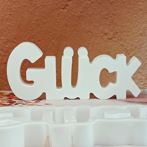 Silikonformen Gießformen Glück, Glück Silikonform Buchstaben Gießformen Silikon Glück Gipsform zum Gießen Wort Kerzenform Giessform Silikon Muttertags für Gips Kerzen