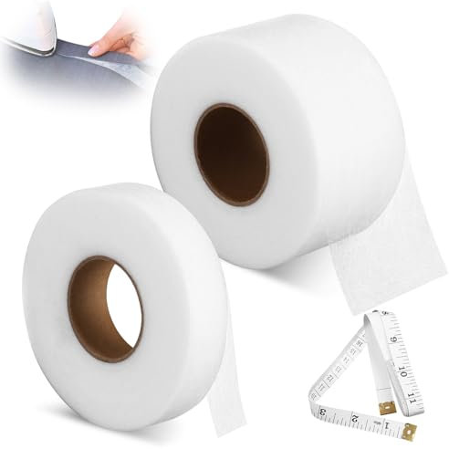 Ixydor 2 Rollen Saumband zum Aufbügeln, Gardinenband Nahtband Saumband Zum Aufbügeln Waschfest Selbstklebend, 20 mm x 50 m und 50 mm x 50 m saumband Selbstklebend mit Maßband, Stoffklebeband