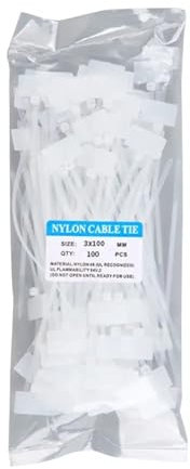 Kabelbeschriftung 100 Stück bunte Kabelbinder aus Nylon, Kunststoff-Etiketten, Umreifungsband, einfache Markierung von Etiketten, selbstsichernde Kabelbinder, Maschendraht-Markierungswerkzeuge(White)