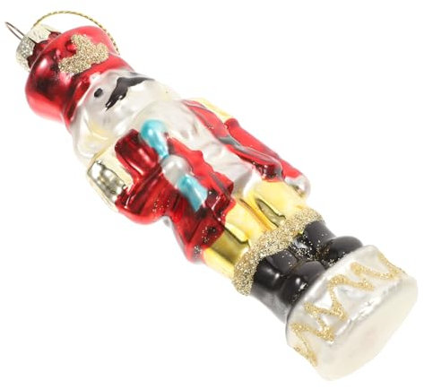 CLISPEED Nutcracker Soldier Ornament Glass Christmas Decoration Creative Hanging Glass Nutcracker Decor for Home Office Party 5.1 Inch