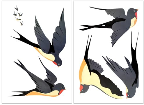 Fensteraufkleber Vogelschutz Fenster,5 Stück Alarm Vogel Aufkleber Fenster,Anti-Kollision Fenstersticker,Wiederverwendbar Vinyl Vogelaufkleber für Fensterscheiben Wanddeko Selbstklebend