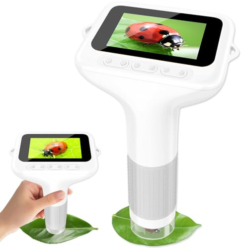 Mikroskop für Kinder, Digitales Mikroskop mit 3,0 IPS Bildschirm Lupe 1000x Microscope, Handymikroskop LED Lights -Anschluss an PC, USB Taschenmikroskop, Geschenke für Jungen Mädchen 3-12 Jahr