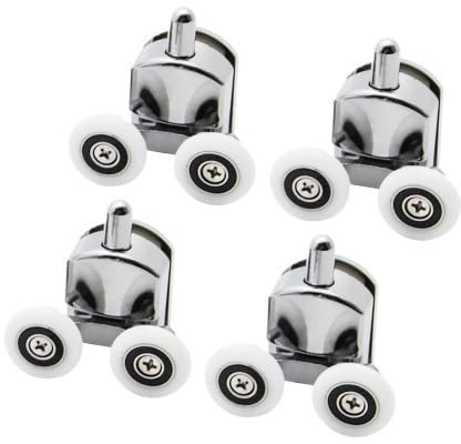 WLCNYL roulettes de Porte de Douche 23 mm/25 mm/27 mm, roulettes de Porte de Douche coulissantes à Double Roue en Alliage de Zinc, roulettes de Remplacement pour Porte de Douche (4 pièces vers Le b