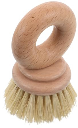 SAFIGLE Wooden Dish Scrubber Brush with Handle Beechwood Kitchen Pot Cleaner for Efficient Dishwashing Vegetable Washing Durable Sisal Bristles for Gentle Cleaning