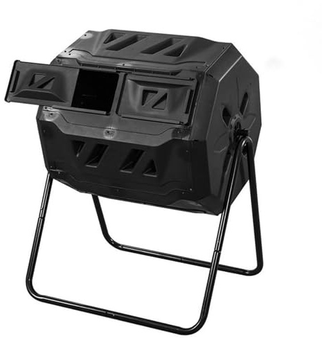 Composter, Rotating Compost Bin, 43 Gallon Dual Chamber Tumbler for Outdoor Garden and Kitchen, 360° Design for Efficient Composting