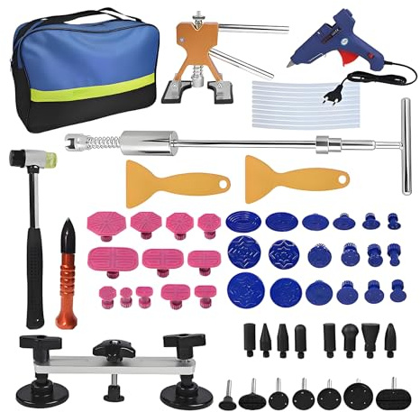 Fozobaiy 68 Pcs Dent Removal Kit for Car | Car Dent Puller Kit, Paintless Dent Repair Kit, T-Bar Puller, Gold Dent Puller Lifter, Bridge Puller