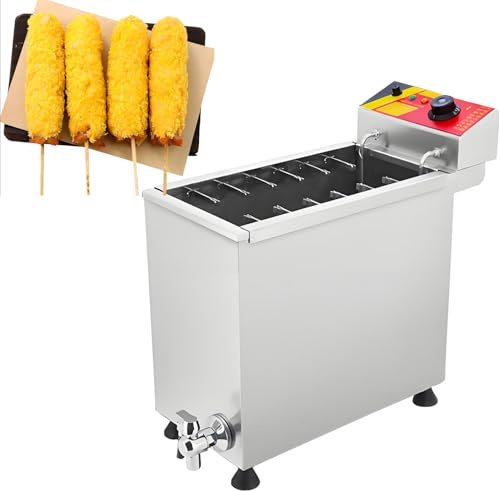PxkVrin Macchina per Hot Dog al Formaggio e Mozzarella, friggitrice per Hot Dog al Formaggio e Mozzarella, capacità 25 l, con 12 Ganci, per Corn Dog e Hot Dog al Formaggio. Gas