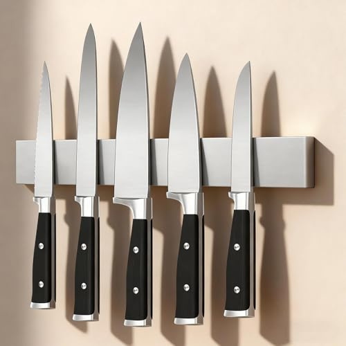 DEANKEJI Barra Magnetica per Coltelli 30 cm, Autoadesivo Porta Coltelli Magnetico, Portacoltelli Acciaio Inossidabile 304, Muro Appendi Barre Magnetiche Senza Fori, per Coltello Cucina, Forbici