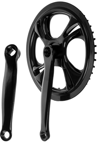 GOOHOCHY Set Pedivelle per Bicicletta Pieghevole 48 Denti in Ferro Corona a Disco Ovale Manovella Singola velocità Leggera Antiscivolo Adatta per Mountain Bike e Bici Facile da