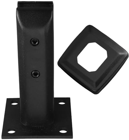 Beavorty Poteau de Balustrade en Acier Inoxydable 201 Clip de Fixation pour Verre de Piscine, Support de Sol Carré Noir Cache Décoratif, Accessoire pour Escalier et Garde-corps Extérieur