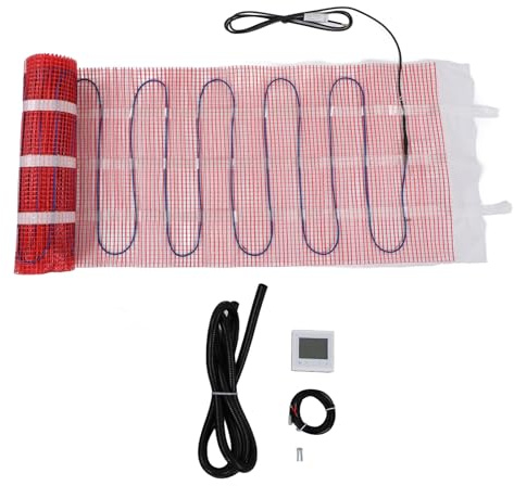 YWBL-WH Tappetino Riscaldante Elettrico a Pavimento con Termostato WiFi, Cuscinetti Riscaldanti Tagliabili Pre Distanziati per Pavimenti in Piastrelle Laminate, con Registro di (220V)
