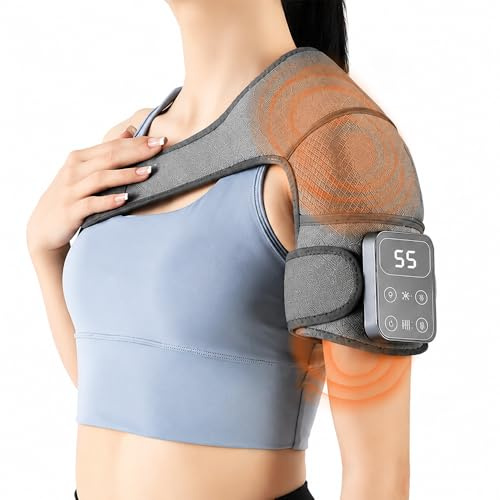 HOVCEH 3 In1 Schulter Massagegerät,Triple Method Schultermassage Gerät mit 5 Wärme,3 Vibrationsmodi,Shoulder Massager,Kabelloses Heizkissen für Schultern, Ellbogen,Knie und Nacken
