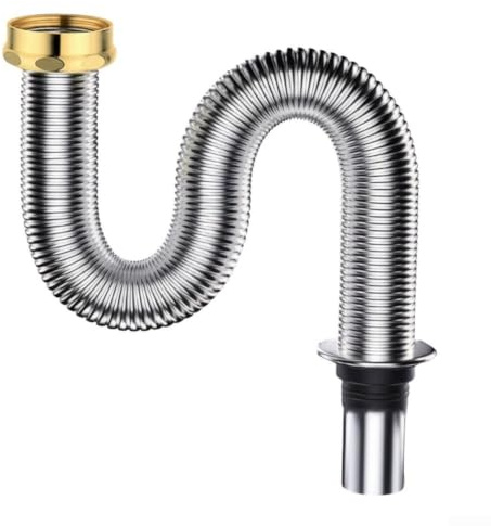 Flexibler Siphon aus Edelstahl für Bad und Küche, sichere Abdichtung, hochtemperaturbeständiges Abflussrohr, verstellbarer Abwasserschlauch für Standardbecken, 100 cm (100 cm)
