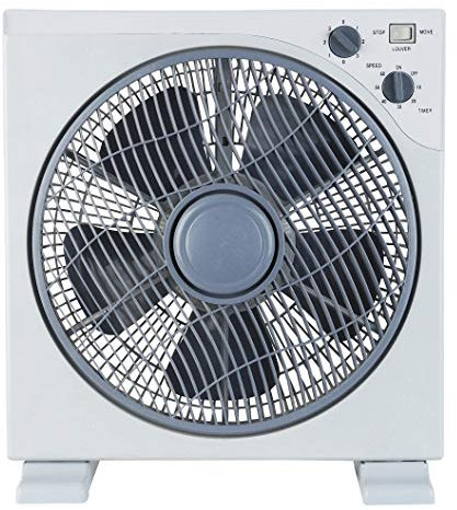Ardes AR5B29 Ventilatore Portatile Quadrato Rinfrescante da Pavimento o Tavolo con 5 Pale e 3 Livelli di Intensità Rotazione 360 Gradi e Timer Ventilatore da Terra Bianco Box Floor